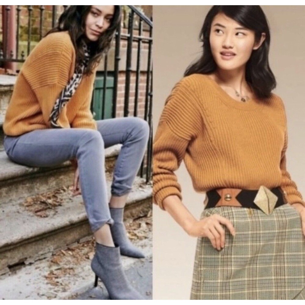 Cabi Step Up Chunky Mustard Pullover Sweater 3537 Size S Office Casual Gorpcore
